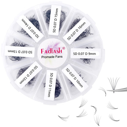 Färdiggjorda volym ögonfransförlängningar 5D 0,07 D Curl 1000st (9-16mm)