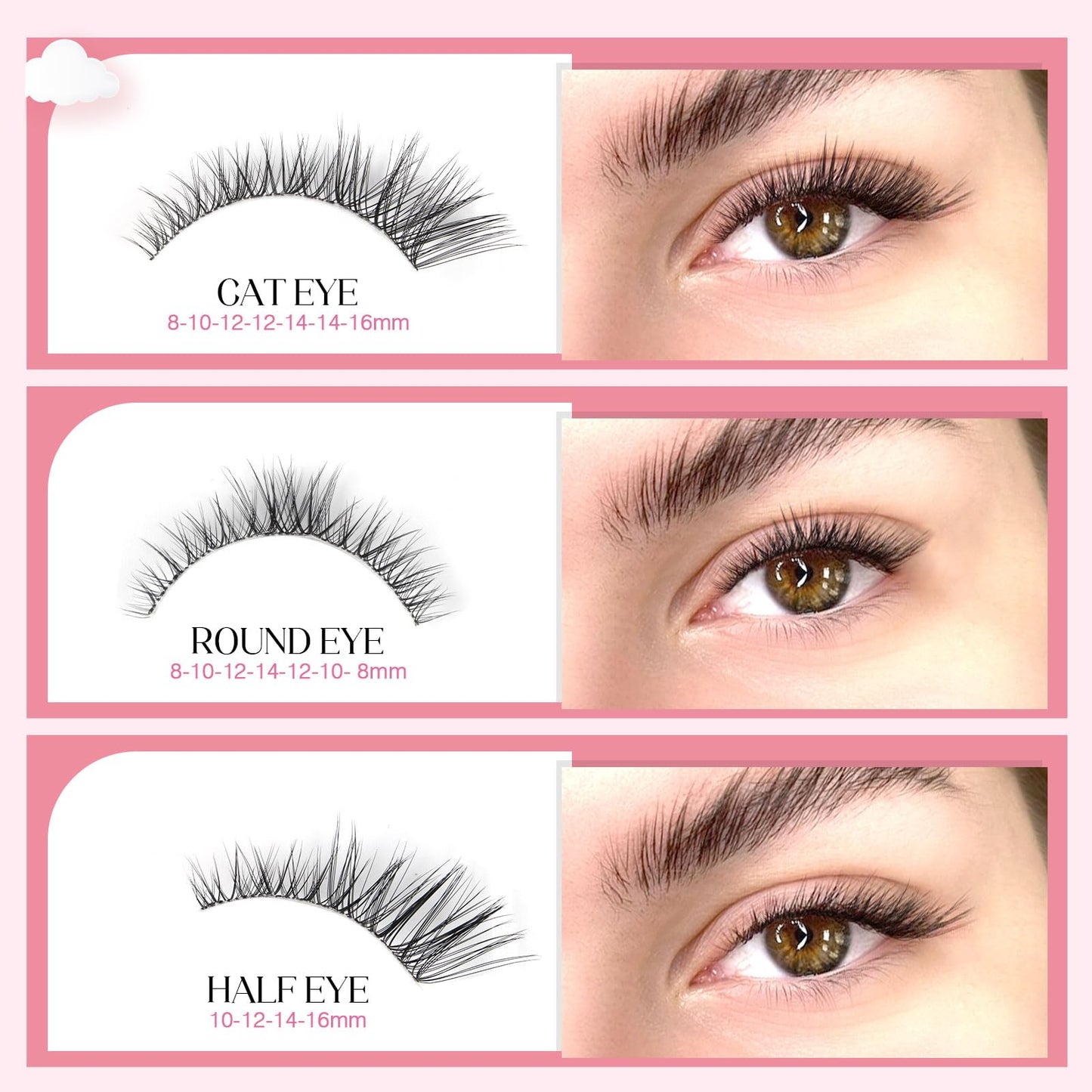 Individuella falska ögonfransar, naturlig transparent remsa, professionell ögonfransförlängning, 120 st kluster DIY lashes individuella ögonfransblandning, 8–16 mm