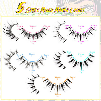 10 Par Naturliga Falska Ögonfransar Manga Lashes