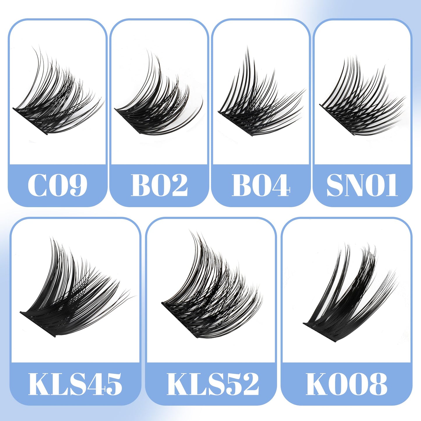 Individuella fransar 144 st Cluster D Curl 0,07 mm 8-16 mm