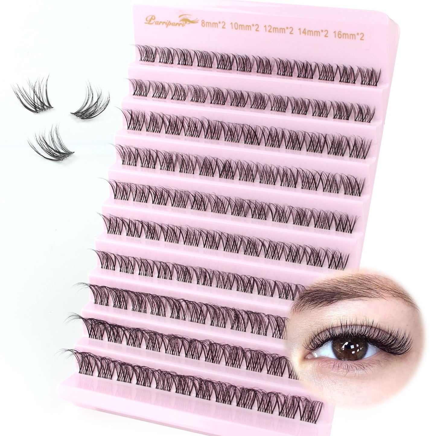 Individuella falska ögonfransar, naturlig transparent remsa, professionell ögonfransförlängning, 120 st kluster DIY lashes individuella ögonfransblandning, 8–16 mm