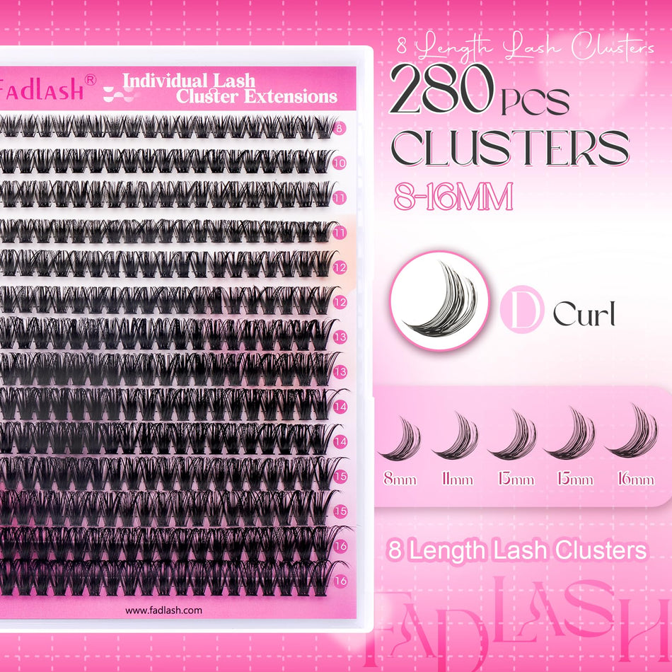 Wispy Cluster Lashes DIY individuella fransar 0.07 D Curl 8-16mm