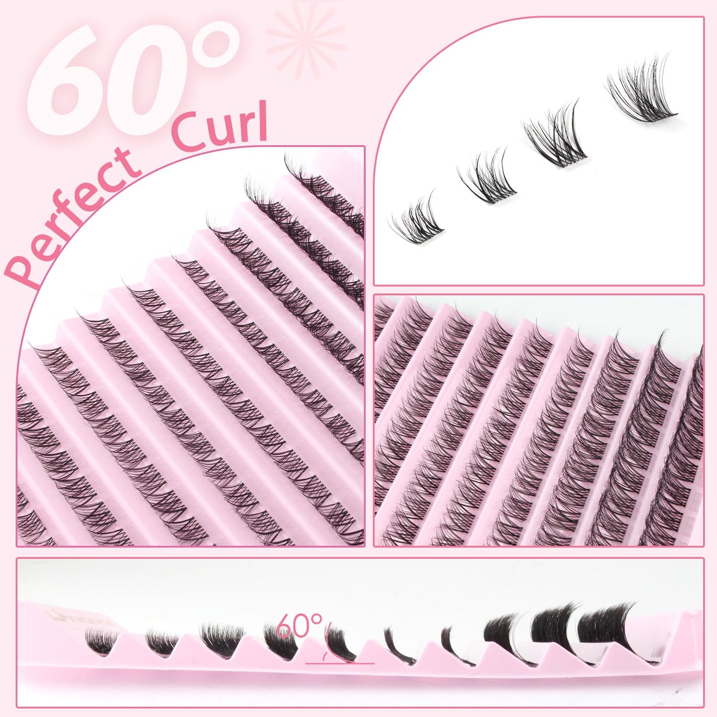 Individuella falska ögonfransar, naturlig transparent remsa, professionell ögonfransförlängning, 120 st kluster DIY lashes individuella ögonfransblandning, 8–16 mm